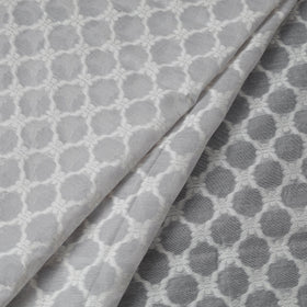 Grey - Pure Banarasi Handwoven Cutwork Buti Cotton Fabric