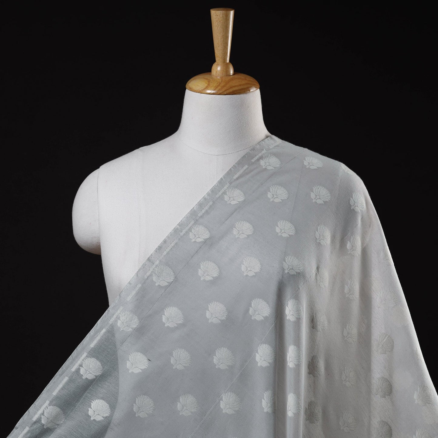 Buy Pure Banarasi Handwoven Cutwork Buti Cotton Fabric Online at iTokri.com