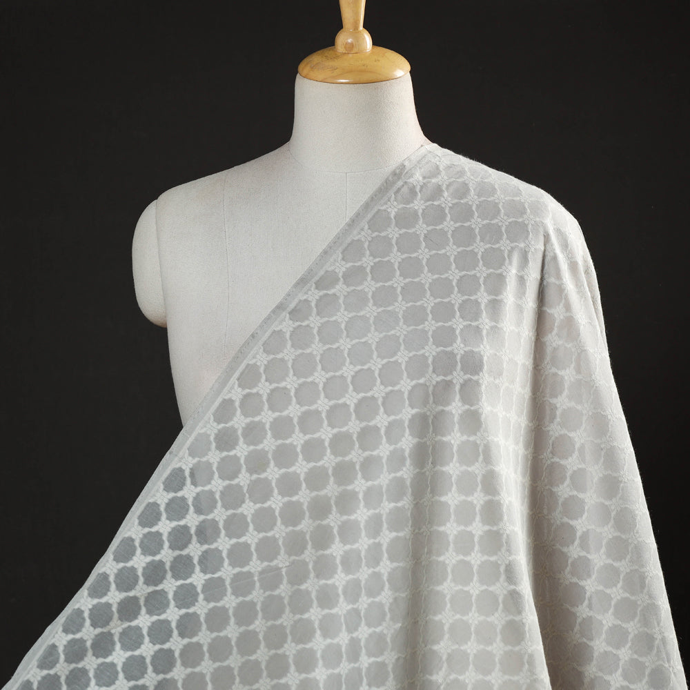  Pure Banarasi Handwoven Cutwork Buti Silk Cotton Fabric 