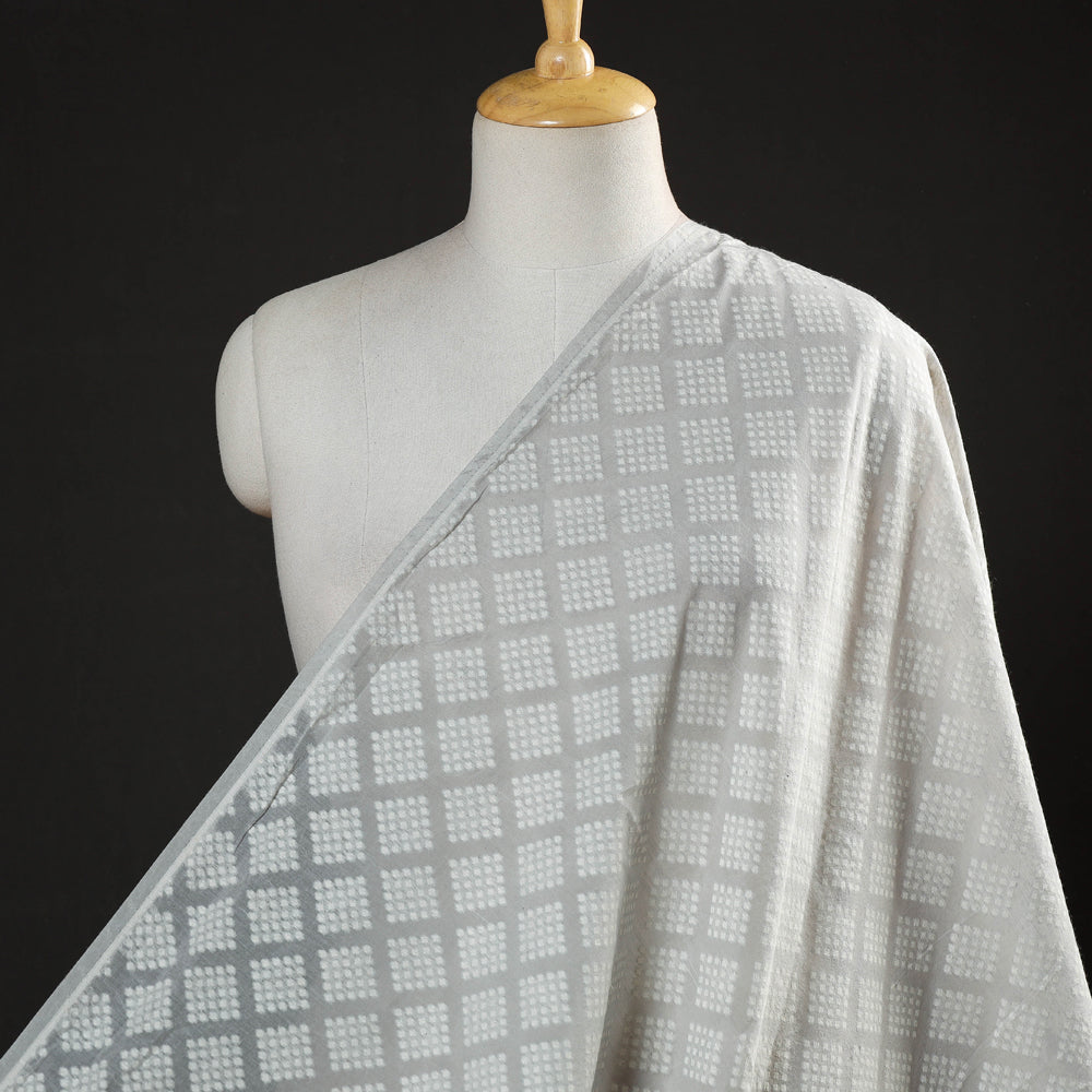  Pure Banarasi Handwoven Cutwork Buti Silk Cotton Fabric 