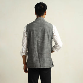 Grey - pure cotton handloom men nehru jacket 03