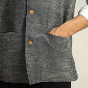 Grey - pure cotton handloom men nehru jacket 03