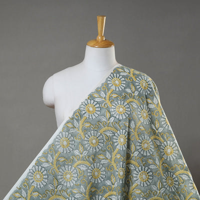  Grey Pure Cotton Sanganeri Block Print Fabric 
