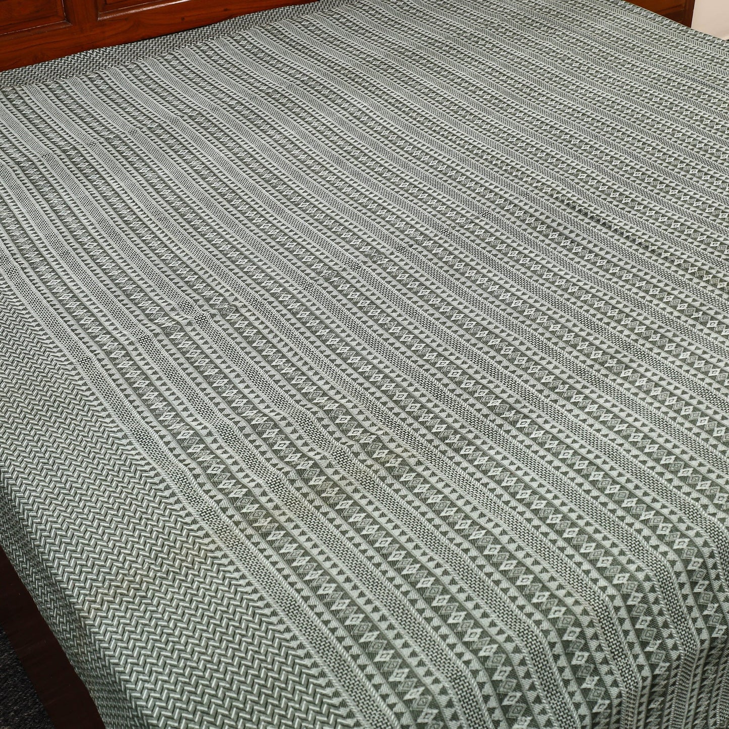  Grey Handloom Cotton Double Bed Cover from Bijnor 