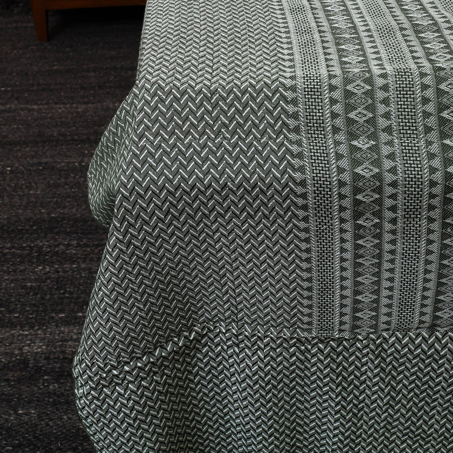 Grey Handloom Cotton Double Bed Cover from Bijnor 