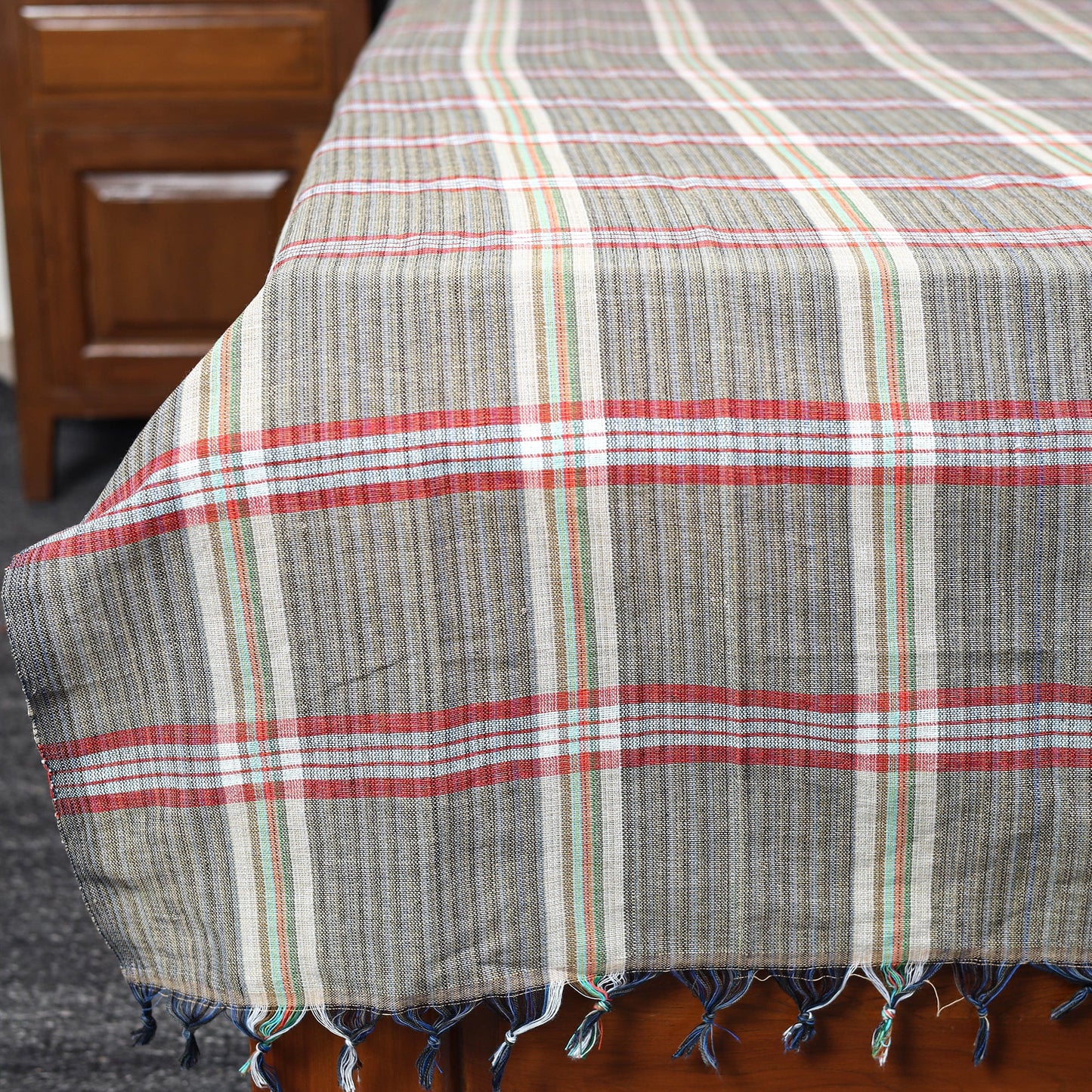 Buy Grey Pure Handloom Double Cotton Bed Sheet