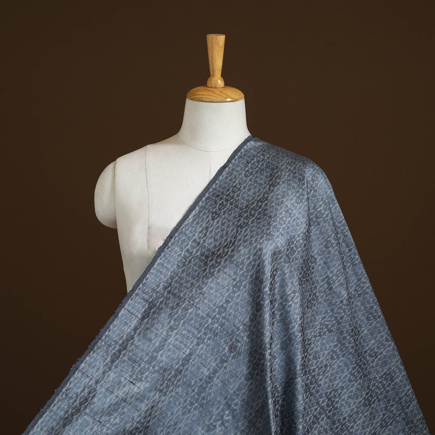 Grey - pure handloom raw silk pochampally ikat fabric 10