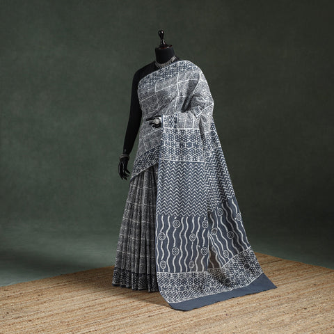 Pure mul cotton hand block batik print saree 63