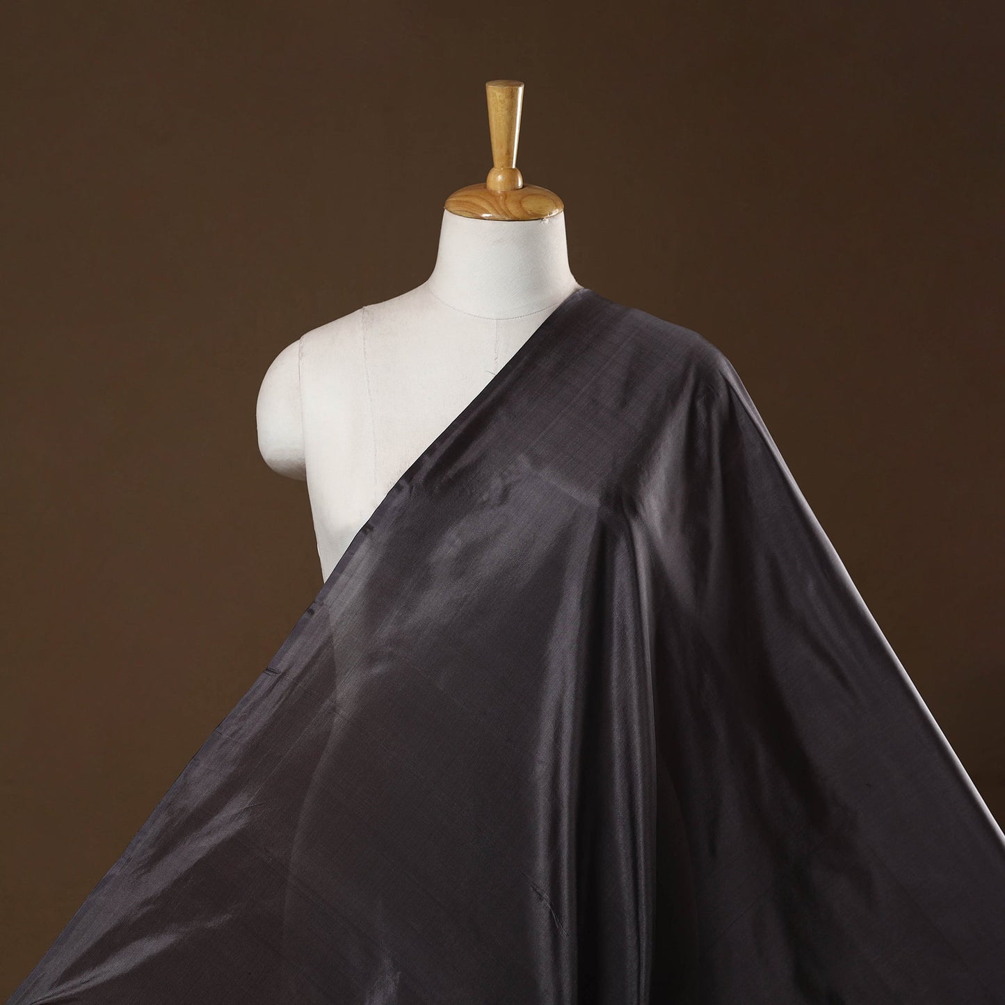 Grey - pure silk plain fabric 04 - handcrafted