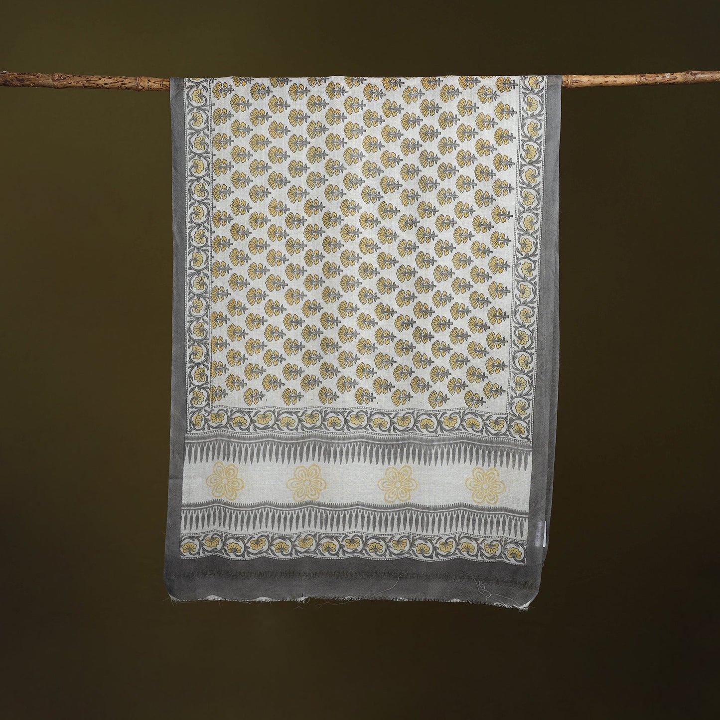 Pure wool hand sanganeri stole 27 - handcrafted
