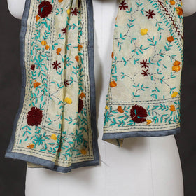 Grey - ranihati chanderi silk hand embroidered stole 22
