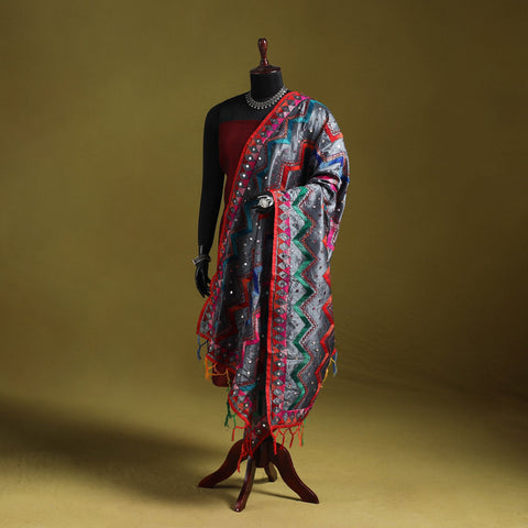 Ranihati chanderi silk zig zag hand embroidery dupatta 21