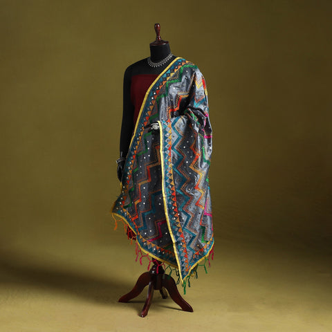 Ranihati chanderi silk zig zag hand embroidery dupatta 37