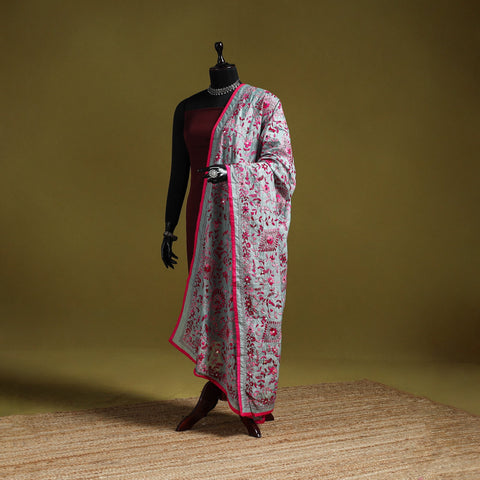 Ranihati chapa work chanderi silk hand embroidery dupatta