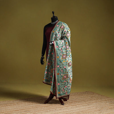 Ranihati chapa work chanderi silk hand embroidery dupatta