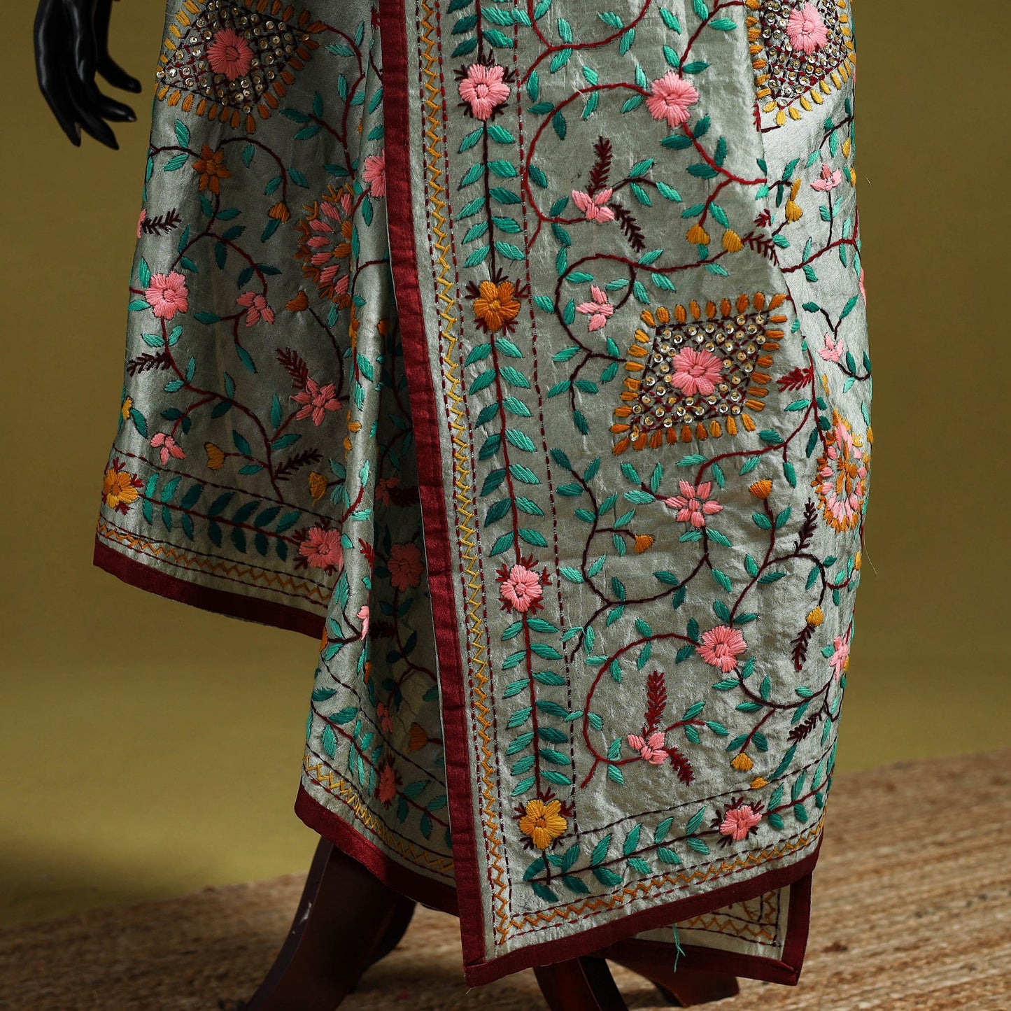 Ranihati chapa work chanderi silk hand embroidery dupatta