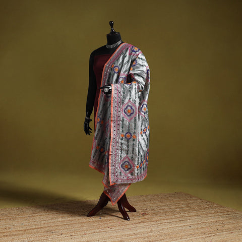 Ranihati chapa work chanderi silk hand embroidery dupatta