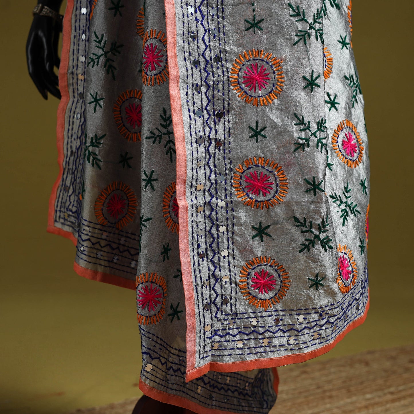 Ranihati chapa work chanderi silk hand embroidery dupatta