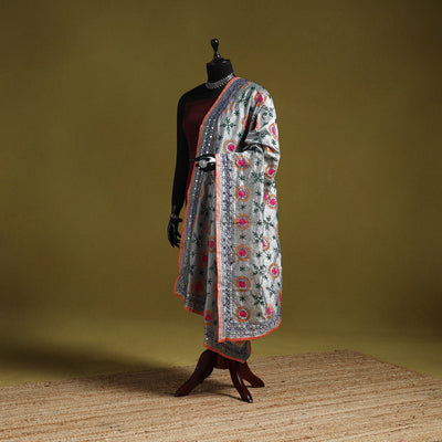 Ranihati chapa work chanderi silk hand embroidery dupatta