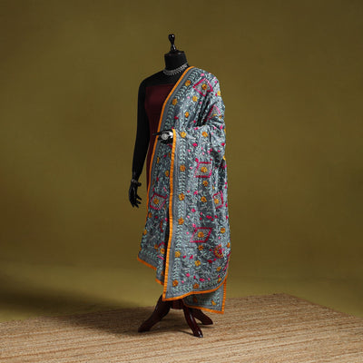 Ranihati chapa work chanderi silk hand embroidery dupatta