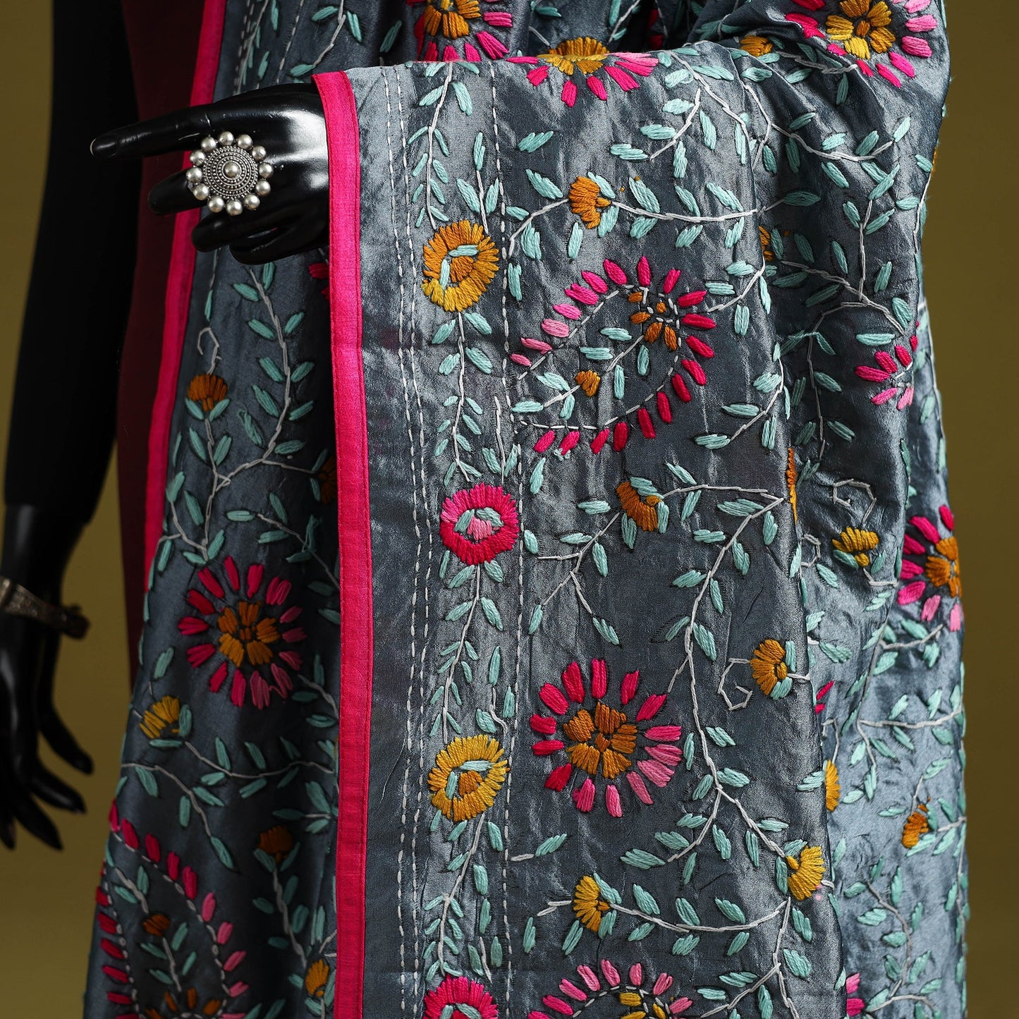 Ranihati chapa work chanderi silk hand embroidery dupatta