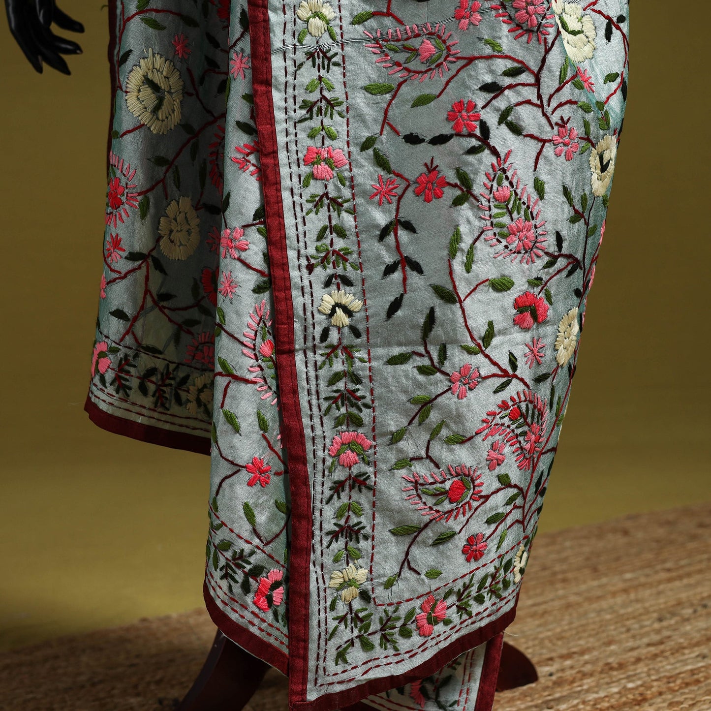 Ranihati chapa work chanderi silk hand embroidery dupatta