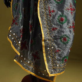 Ranihati chapa work chanderi silk hand embroidery dupatta