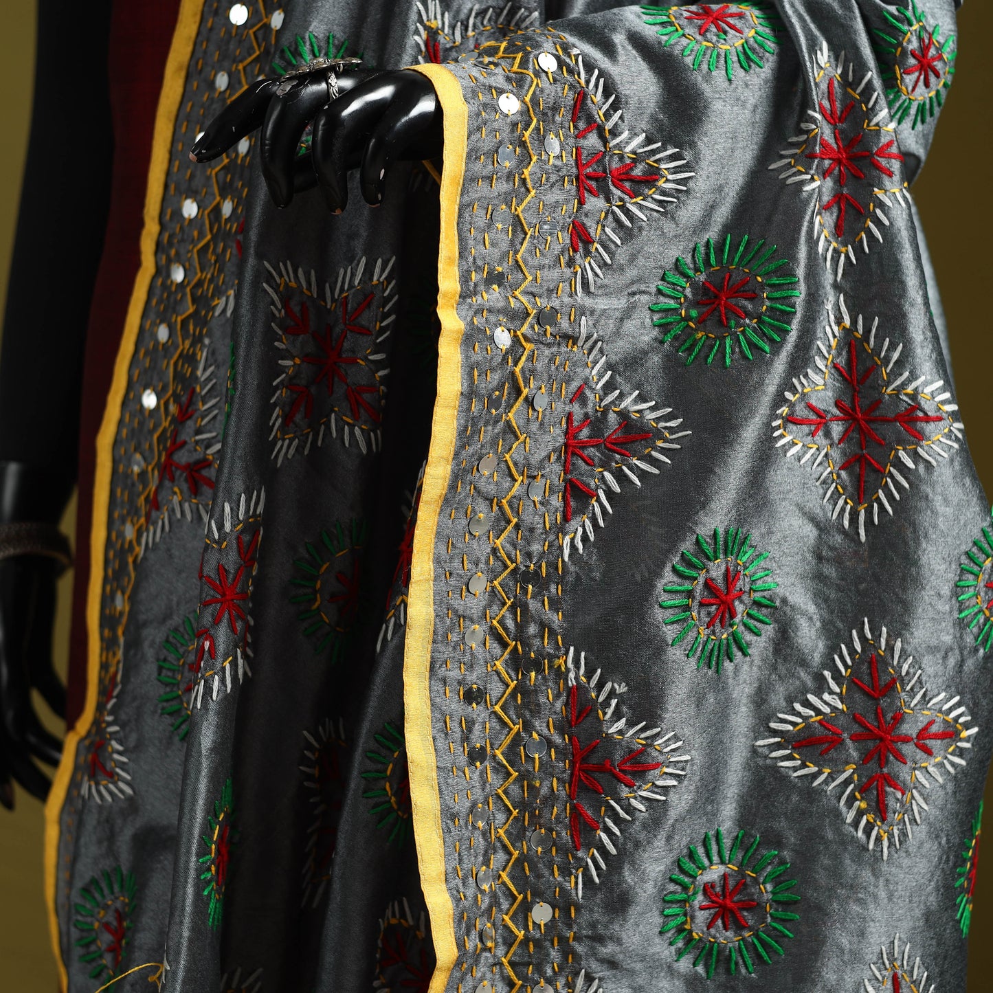 Ranihati chapa work chanderi silk hand embroidery dupatta