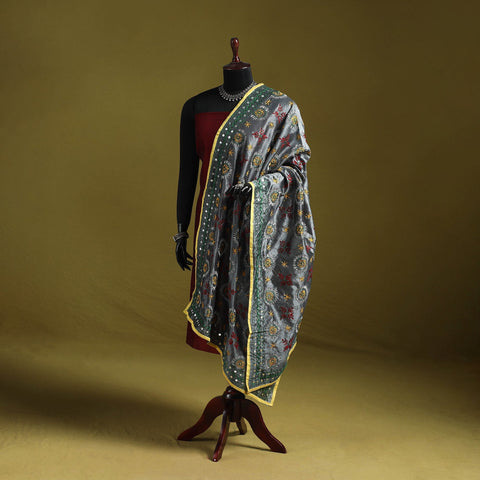 Ranihati chapa work chanderi silk hand embroidery dupatta
