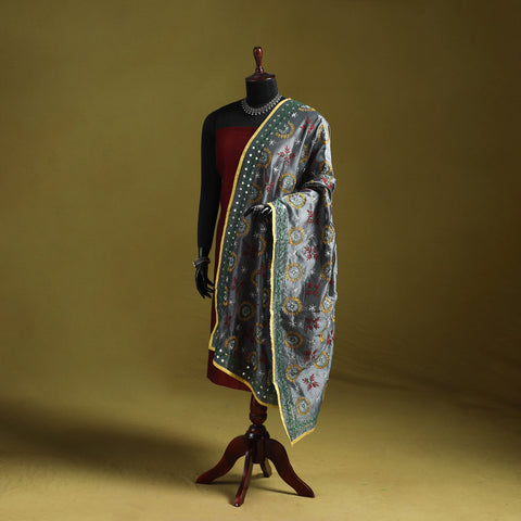 Ranihati chapa work chanderi silk hand embroidery dupatta
