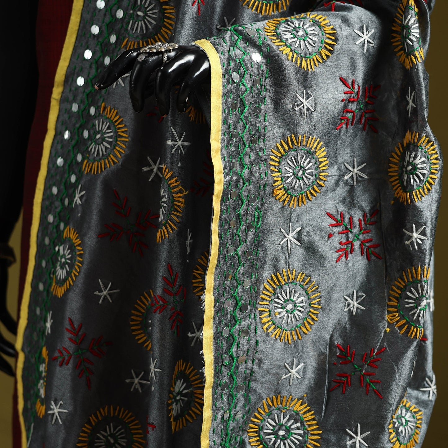Ranihati chapa work chanderi silk hand embroidery dupatta