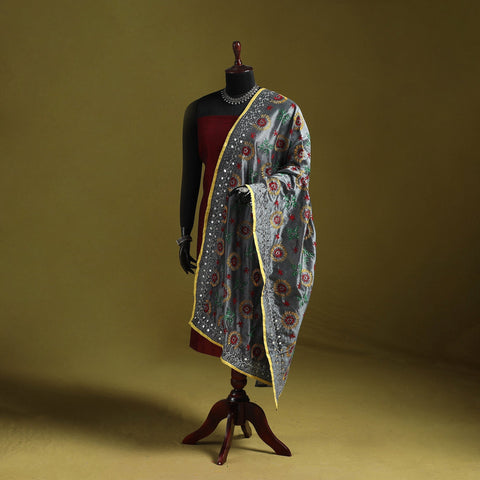 Ranihati chapa work chanderi silk hand embroidery dupatta