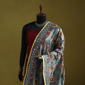 Ranihati chapa work chanderi silk hand embroidery dupatta