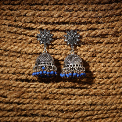 Grey - riya handcrafted gs beaded jhumki earrings