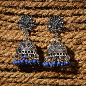 Grey - riya handcrafted gs beaded jhumki earrings