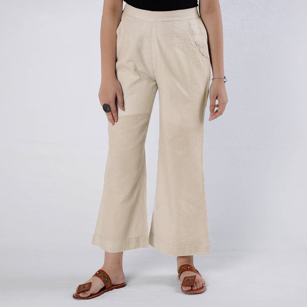 Grey - running stitch cotton palazzo by itokri casuals