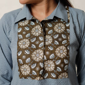  Running Stitch Cotton Straight Kurta with Sanganeri Patchwork 03 Online at iTokri.com