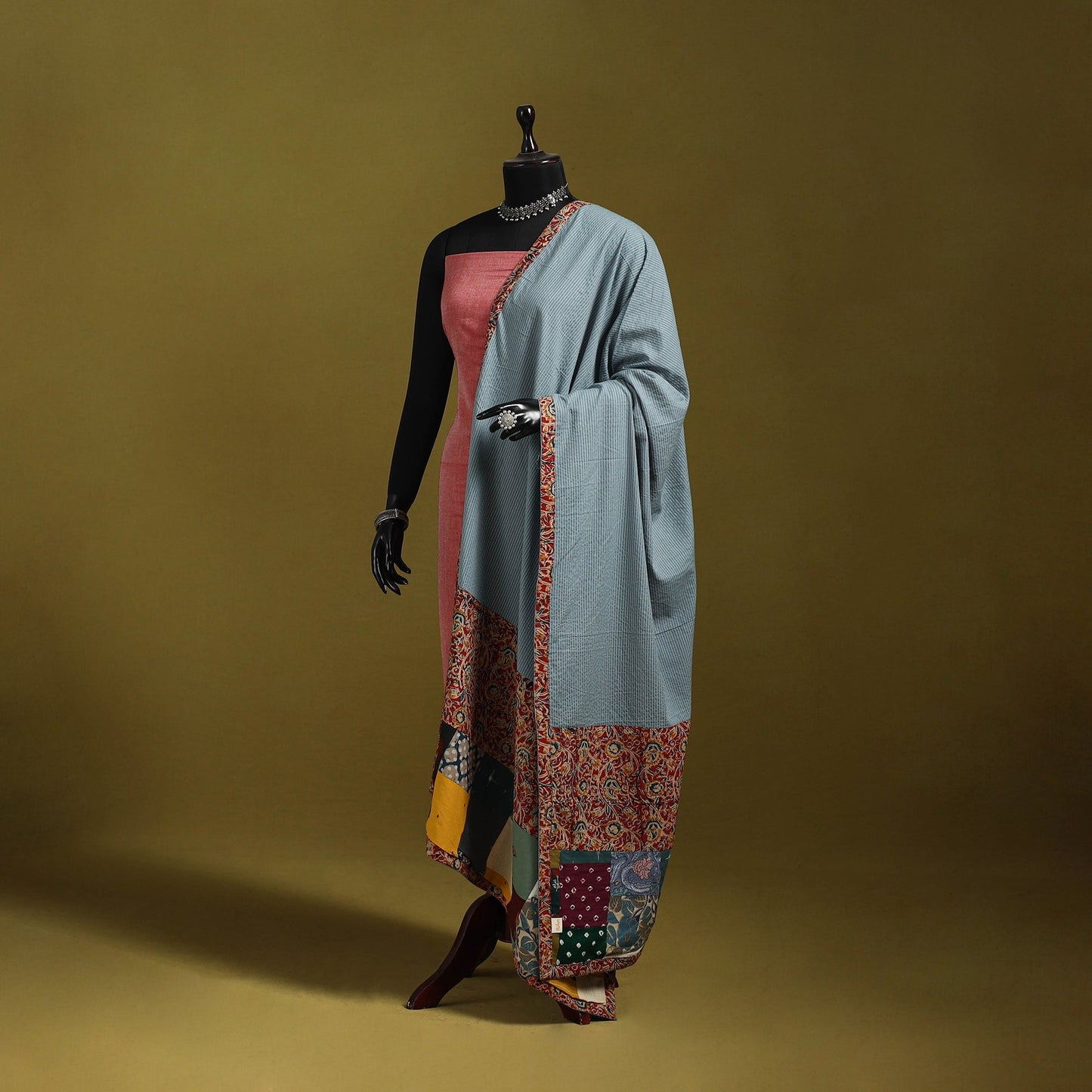 Running stitch with patchwork cotton dupatta 23