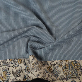 Blue Running Stitch Plain Cotton Blouse Piece