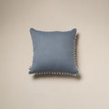 Running stitch plain cotton cushion cover 15 - handcrafted