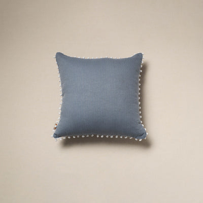 Running stitch plain cotton cushion cover 15 - handcrafted