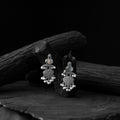 Grey - saanjh bela heart oxidised earrings - handcrafted