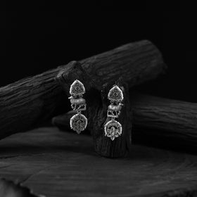 Grey - saanjh bela nandi oxidised earrings - handcrafted