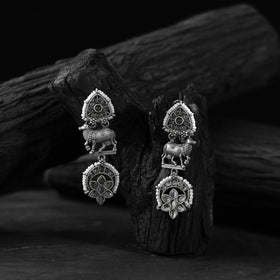 Grey - saanjh bela nandi oxidised earrings - handcrafted
