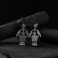 Grey - saanjh bela twin mayuri oxidised earrings