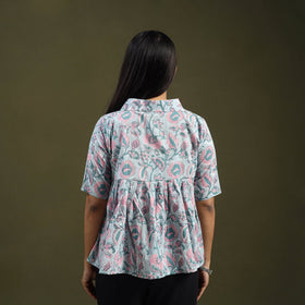  Grey Sanganeri Block Print Cotton Crop Top