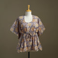 Grey Sanganeri Block Print Cotton Kaftan (Short)