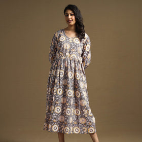 Buy Sanganeri Block Printed Cotton Flared Dress Online at iTokri.com