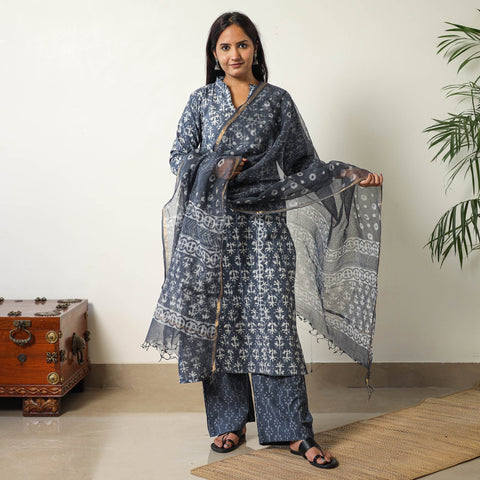 Buy Sanganeri Block Printed Cotton Kurta with Palazzo & Dupatta Set 12 Online at iTokri.com
