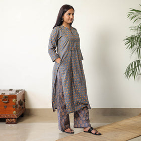 Buy Sanganeri Block Printed Cotton Kurta with Palazzo & Dupatta Set 13 Online at iTokri.com